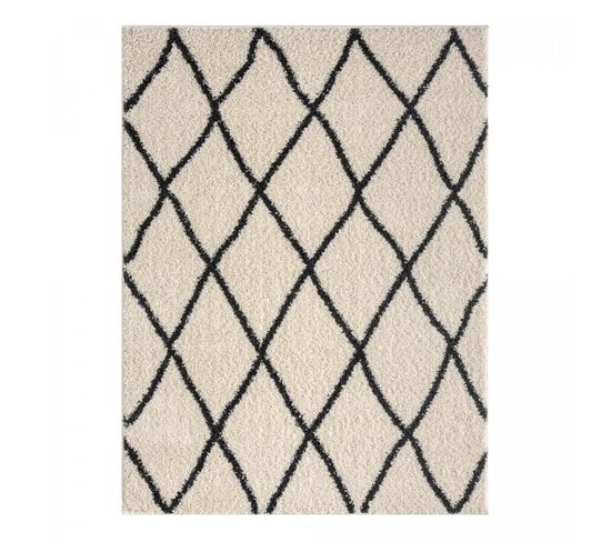 Tapis Berbère Style 200x280 Benyle à Crème, Gris Foncé