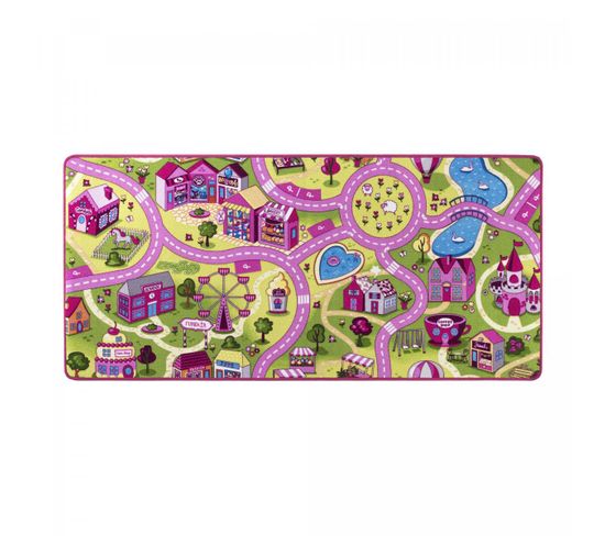 Tapis Enfant 100x165 Rectangle Tufté Rose Et Bleu Pinkroad 2