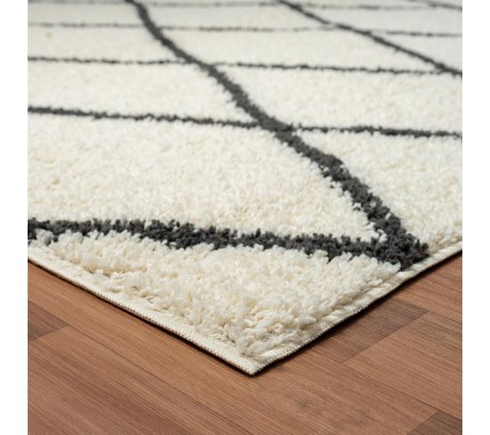 Tapis Berbère Style 280x370 Benyle à Crème, Gris Foncé