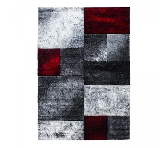 Tapis De Couloir 160x230 Cararelli Rouge, Gris Clair, Gris Foncé