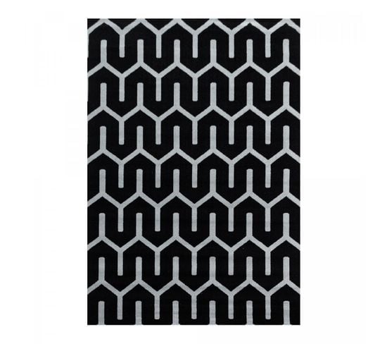 Tapis Salon 140x200 Lisuve Noir, Gris