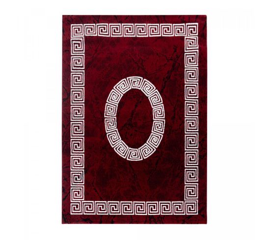 Tapis Chambre 160x230 Tissé Rouge Et Blanc Rectangle Motif Baroque Sapuri