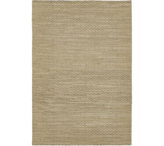 Tapis Chambre 130x190 Tissé En Laine Beige Rectangle Motif Géométrique Rano