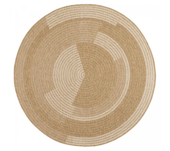 Tapis Rond 80x80 Rond Jute Art 7 Beige, Blanc