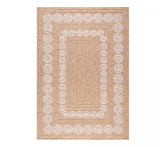 Tapis Extérieur 60x180 Tissé Kilim Beige Et Blanc Jute Art 8