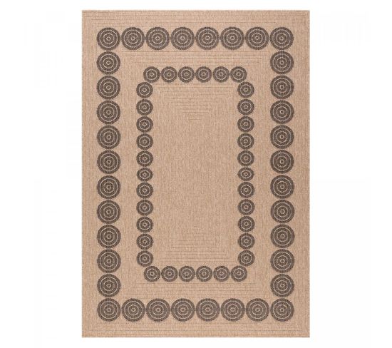 Tapis Exterieur 160x230 Jute Art 8 Beige, Noir