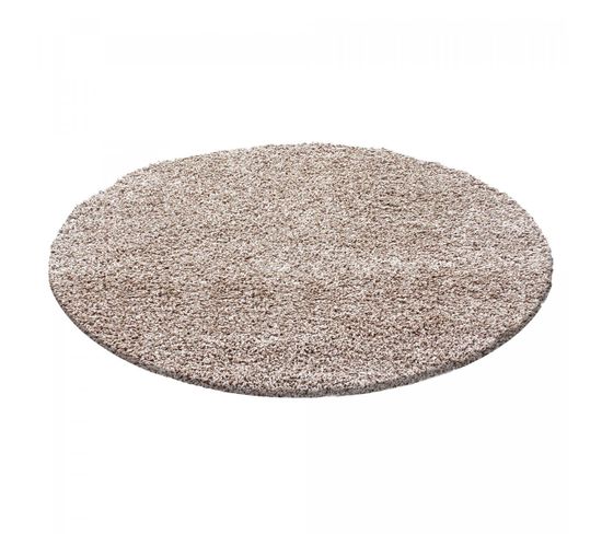 Tapis Shaggy 80x80 Rond Uni L Beige