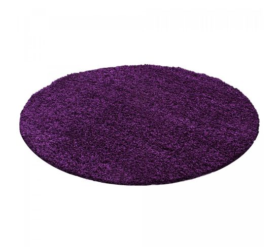 Tapis Shaggy 80x80 Rond Uni L Violet