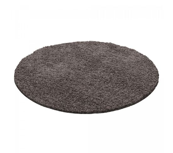 Tapis Shaggy 120x120 Rond Uni L Taupe