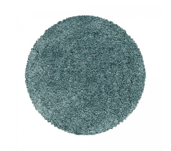 Tapis Shaggy 200x200 Rond Uni I Bleu