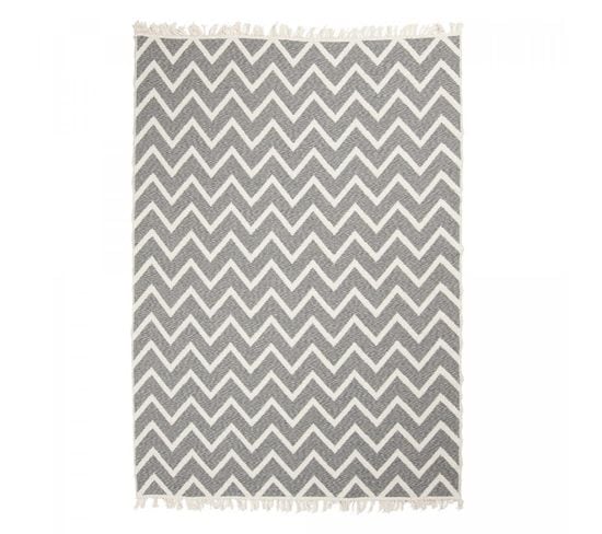 Tapis Kilim Reversible 160x230 En Coton Motif Scandinave By Gris Et Crème