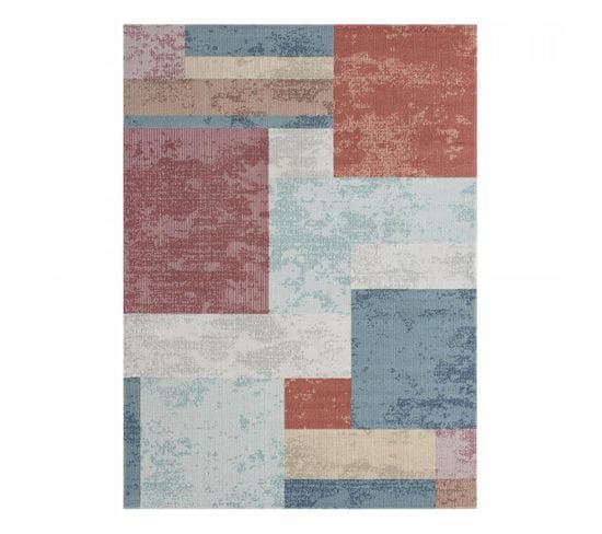 Tapis Exterieur 200x280 Soyeux C Bleu, Orange, Rose, Écru