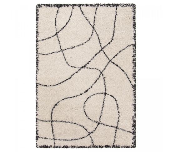 Tapis Shaggy 160x230 Arstyle Crème, Noir