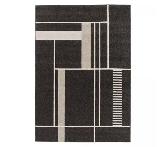 Tapis Salon 120x170 Contemrec Noir, Beige