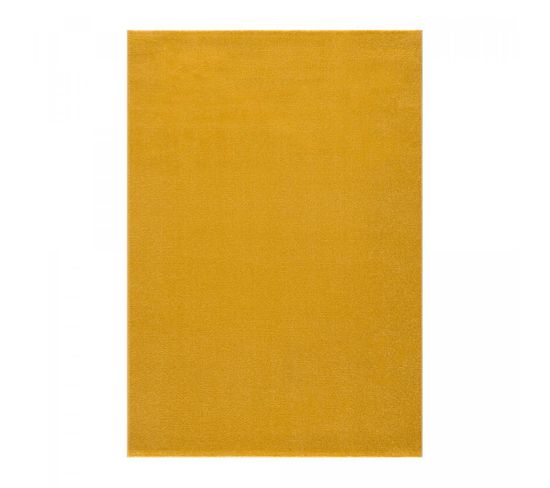 Tapis Salle à Manger 200x290 Tissé Jaune Rectangle Motif Uni Nossa