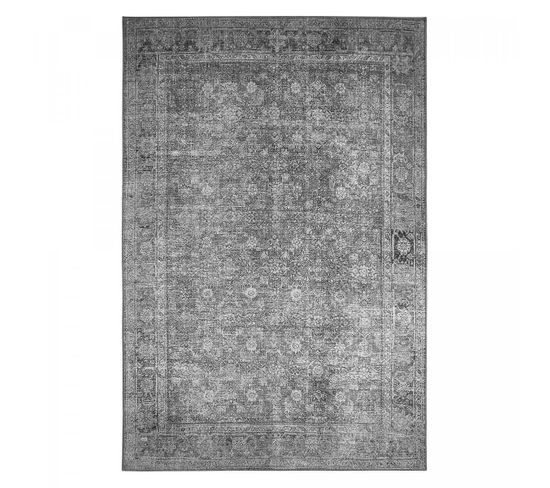 Tapis Salon 155x230 Tissé Gris Et Bleu Rectangle Motif Faux Uni Nikal