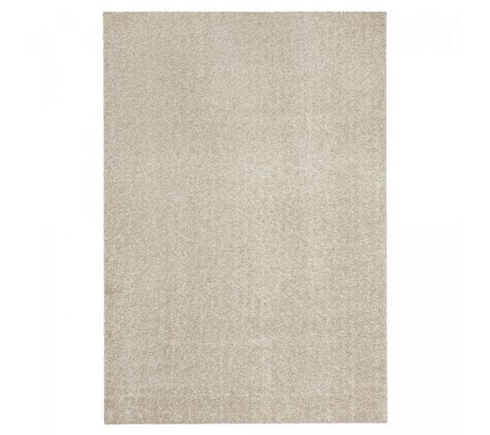 Tapis Shaggy 120x170 Rectangle Tissé Beige Motif Uni Tapitop