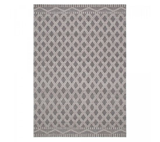 Tapis Kilim 200x290 Recyklimo Crème, Noir