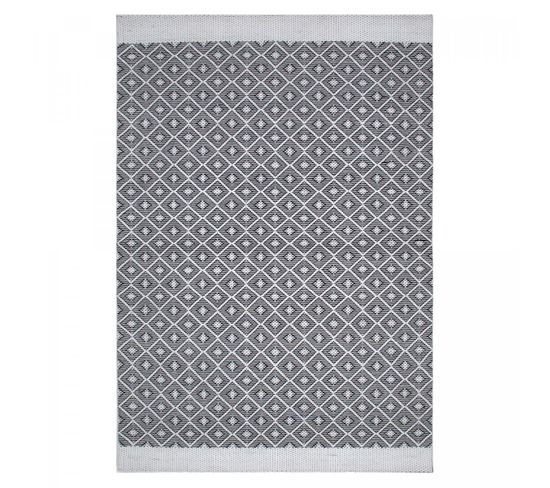 Tapis Kilim 160x230 Recyklima Noir, Blanc