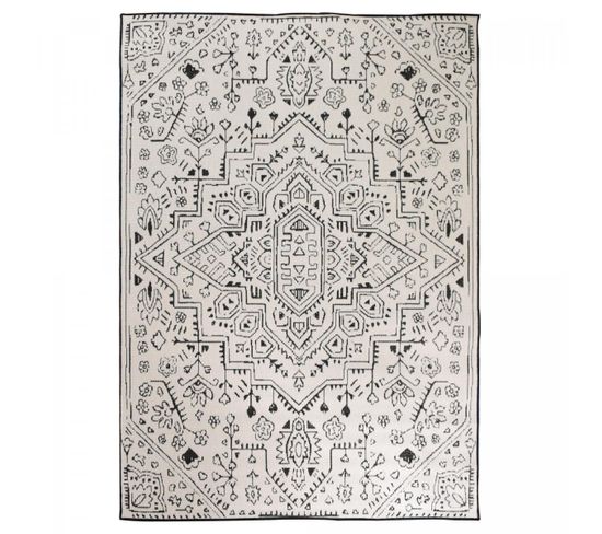 Tapis Exterieur 200x290 Ex1 Bako Reversible Noir, Blanc