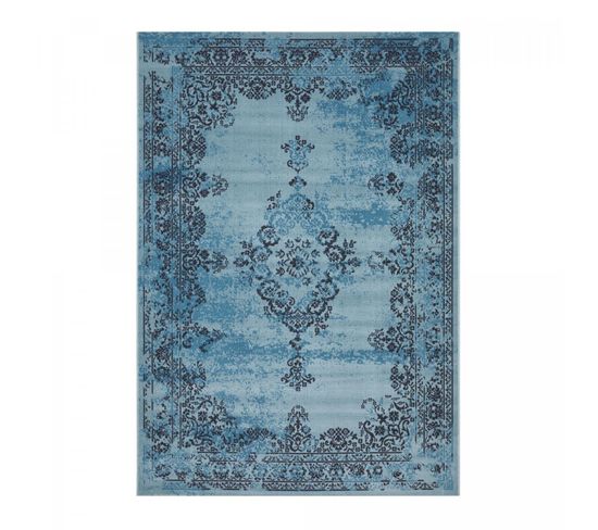 Tapis Chambre 80x150 Tissé Bleu Rectangle Motif Oriental Lumin 1