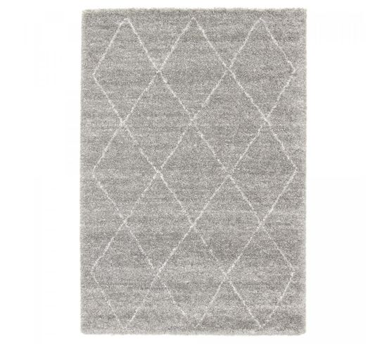 Tapis Shaggy 120x170 Rectangle Tissé Gris Et Crème Motif Abstrait Amore 7