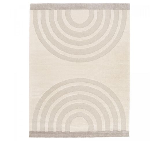 Tapis Chambre 80x150 Tissé Crème Rectangle Motif Géométrique Riviera 4