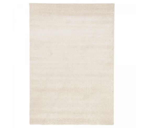 Tapis Salle à Manger 160x230 Tissé Crème Rectangle Motif Uni Alegria