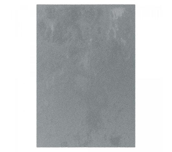 Tapis Salle à Manger 160x230 Tissé Gris Rectangle Motif Uni Delighta