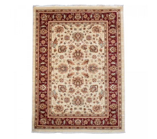 Tapis Orient 120x180 Rectangle Rouge Et Beige Tissé Motifs Orientaux Chobay Ad