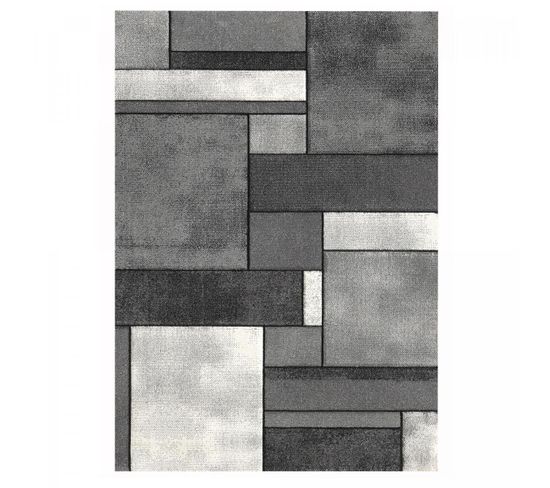 Tapis Salle De Réception 160x230 Tissé Gris Rectangle Motif Géométrique Geome