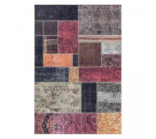 Tapis Salon 200x290 Akiok Orange, Noir, Gris