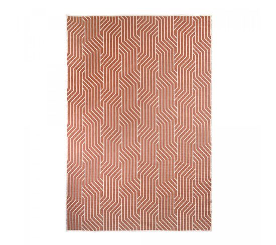 Tapis Exterieur 160x230 Ex1 Geod Reversible Orange, Écru