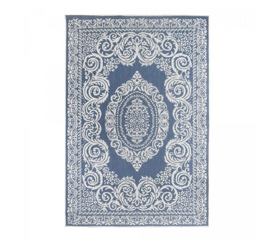 Tapis Exterieur 120x170 Ex1 Bori Reversible Bleu, Blanc