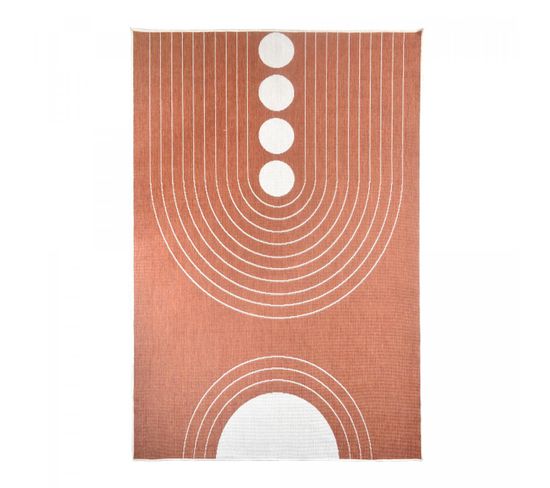 Tapis Exterieur 120x170 Ex1 Arco Reversible Orange, Écru