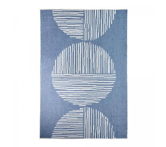 Tapis Exterieur 120x170 Ex1 Tum Reversible Bleu, Écru