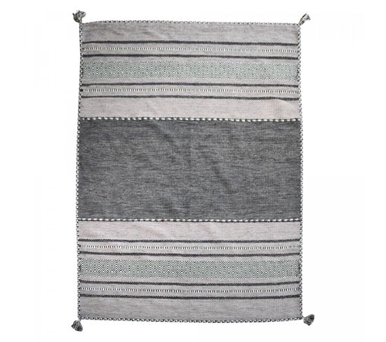 Tapis Kilim 160x230 Tive Gris, Noir