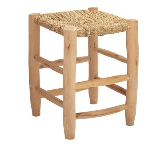 Tabouret Marocain Bois De Laurier - 40 Cm - Naturel