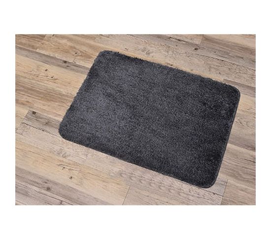 Tapis De Salle De Bain Gris Foncé En Microfibre Confort Et Doux 50 X 70 Cm