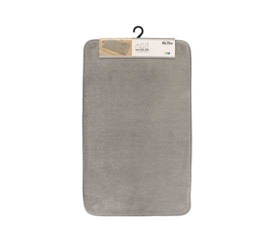 Tapis De Salle De Bain Gris En Microfibre 45 X 75 Cm