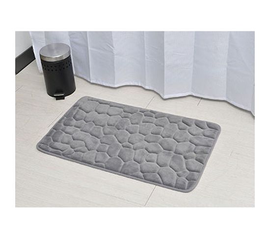 Tapis De Salle De Bain Gris Clair En Microfibre À Mémoire De Forme 50 X 80 Cm