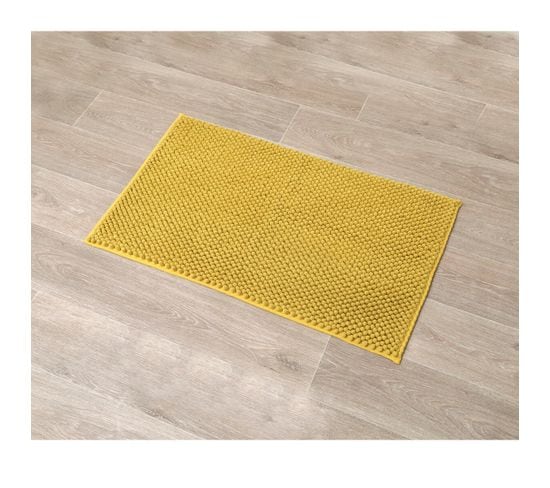 Tapis De Salle De Bain En Microfibre Boules Jaune Moutarde 50 X 80 Cm