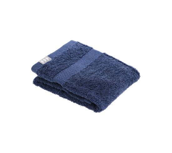 Serviette De Toilette Tissu Éponge 100% Coton Bleu Marine 30 X 50 Cm