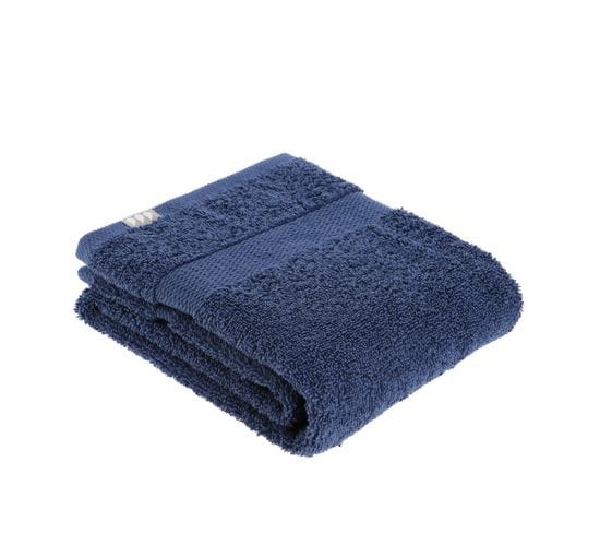 Serviette De Toilette Tissu Éponge 100% Coton Bleu Marine 50 X 90 Cm