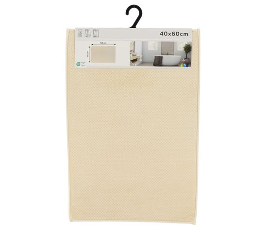 Tapis De Salle De Bain Beige Lin En Relief 40 X 60 Cm