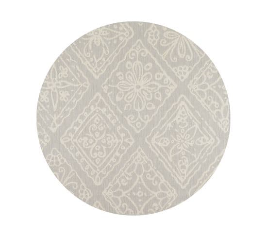 Tapis Extérieur Rond - 200cm - Gris - 100% Polypropylène Résistant Aux Uv - 800gr/m2 - 192 000 Poin