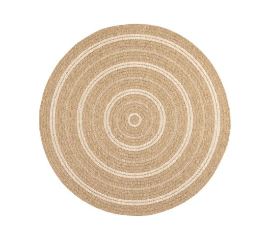 Tapis Extérieur Rond - 80cm - Naturel - 100% Polypropylène Résistant Aux Uv - 1400 Gr/m2 - Tycia