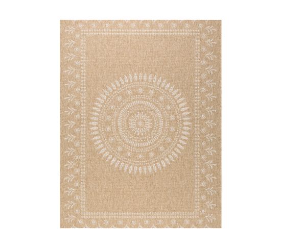 Tapis Extérieur - 160x230cm - Naturel - 100% Polypropylène Résistant Aux Uv - 1400 Gr/m2 - Pavot