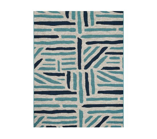 Tapis Extérieur - 70x140cm - Bleu - 100% Polypropylène Résistant Aux Uv - 1200 Gr/m2 - 204 000 Poin