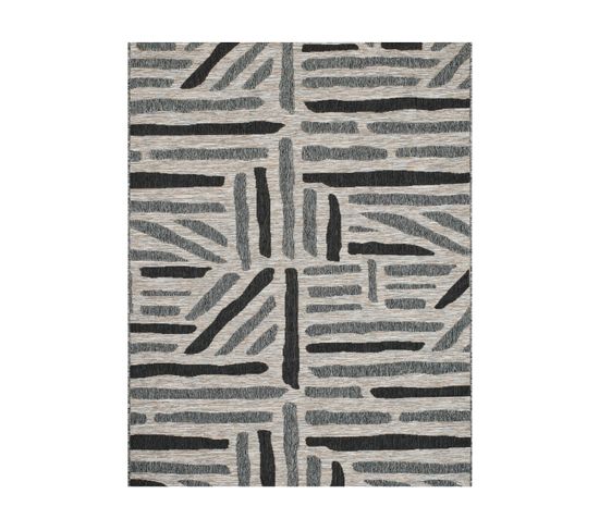 Tapis Extérieur - 70x140cm - Gris - 100% Polypropylène Résistant Aux Uv - 1200 Gr/m2 - 204 000 Poin